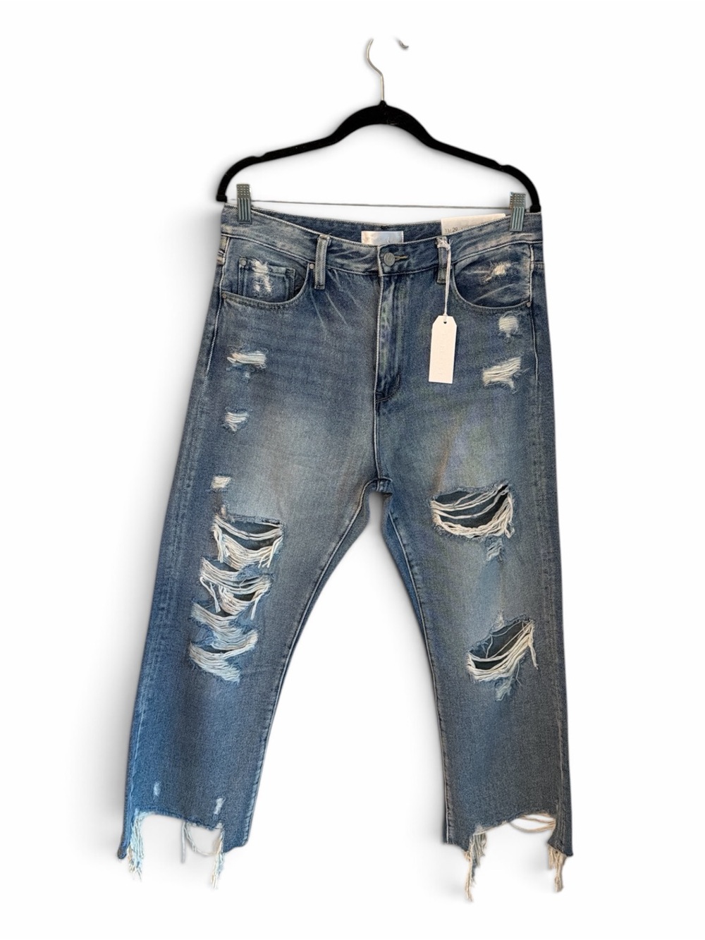 Petra Cropped Jeans size 11/29 Medium Blue Wash Distressed High Rise NWT - Picture 4 of 15